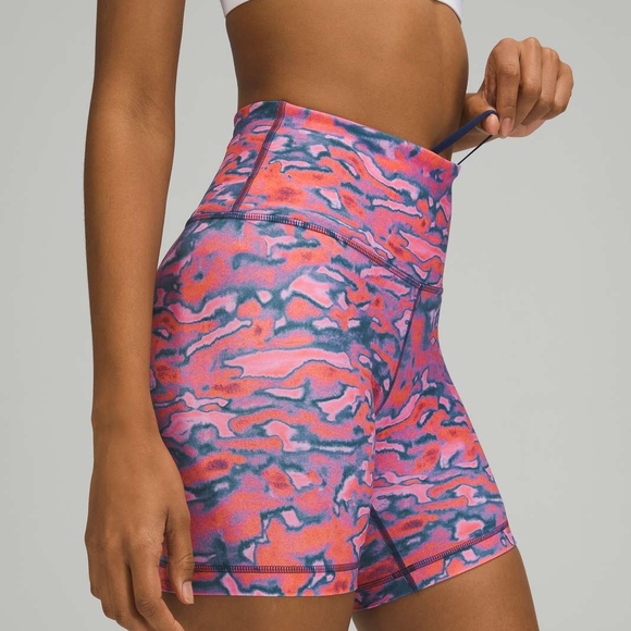 lululemon athletica Pink and Blue Patterned Athletic Shorts - Picture 1 of 4